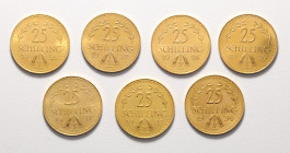 1. Republik 1918 - 1934 - 1938 Lot 1926 - 1934 (ohne 1930) Wien 7 Stück 25 Schilling Her. 17,18,19,20,22,23,24 vz