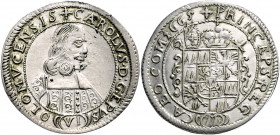 Olmütz Carl II. von Liechtenstein 1664 - 1695 VI Kreuzer 1665 Kremsier Suchomel/Videman 339. Lichnowsky-Meyer 128 3,50g ss/f.vz