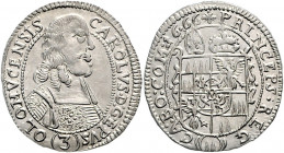 Olmütz Carl II. von Liechtenstein 1664 - 1695 3 Kreuzer 1666 Kremsier Lichnowsky/Mayer 135, Suchomel/ Videman 316 1,70g vz