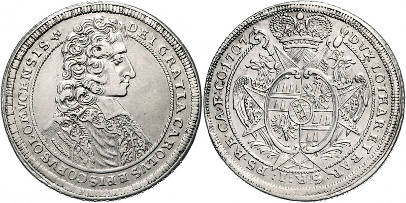 Olmütz Karl III. von Lothringen 1695 - 1711 1/2 Taler 1707 Kremsier KM 350 14,26...