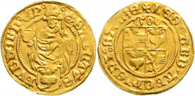 Erzbistum Salzburg Leonhard von Keutschach 1495 - 1519 Goldgulden 1500 Salzburg HZ 15 3,30g ss