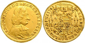 Erzbistum Salzburg Leopold Anton Eleutherius Freiherr von Firmian 1727 - 1744 Dukat 1743 Salzburg HZ 2558 3,48g ss/vz