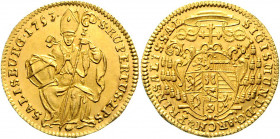Erzbistum Salzburg Sigismund von Schrattenbach 1753 - 1771 Dukat 1753 Salzburg HZ 2903 3,47g vz