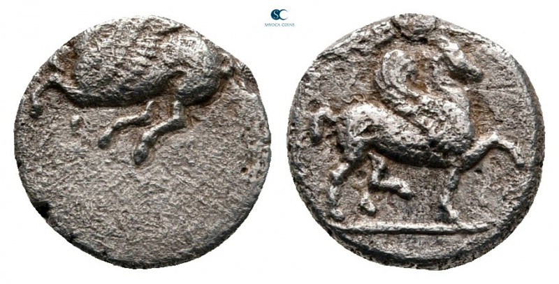 Corinthia. Corinth circa 400-375 BC. 
Diobol AR

10 mm, 0,80 g



very fi...