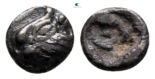 Asia Minor. Uncertain mint circa 500-450 BC. 
Hemiobol AR

6 mm, 0,27 g


...