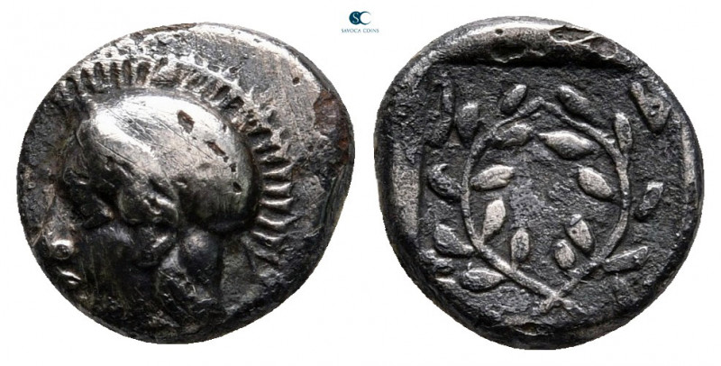 Aiolis. Elaia circa 350-320 BC. 
Diobol AR

11 mm, 1,03 g



very fine