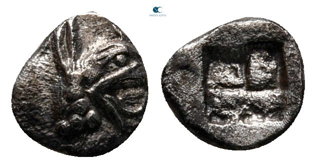 Ionia. Teos circa 500-475 BC. 
Tetartemorion AR

6 mm, 0,21 g



very fin...