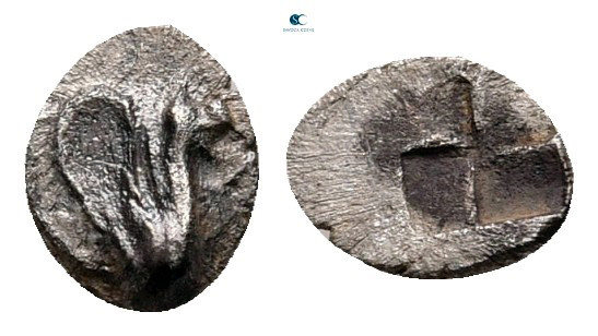 Ionia. Teos circa 460-420 BC. 
Tetartemorion AR

6 mm, 0,13 g



very fin...