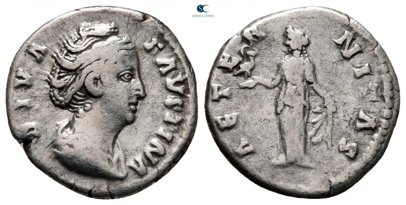 Diva Faustina I AD 140-141. Rome
Denarius AR

17 mm, 3,26 g



nearly ver...