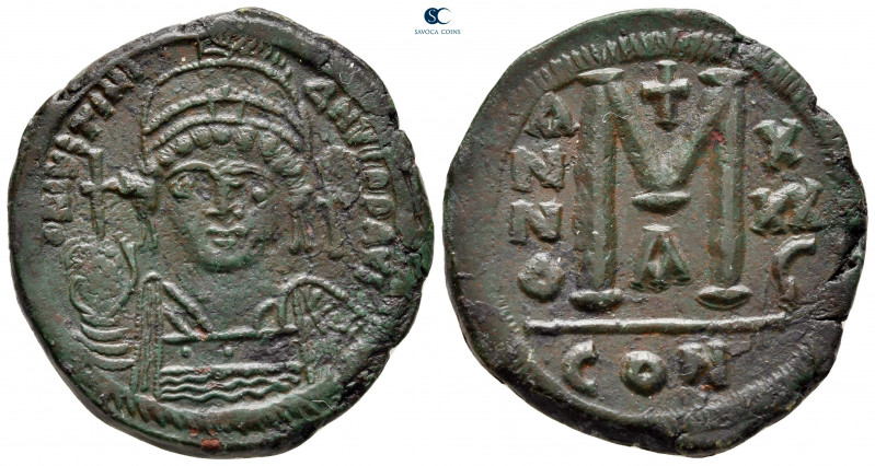 Justinian I AD 527-565. Constantinople
Follis or 40 Nummi Æ

33 mm, 16,58 g
...