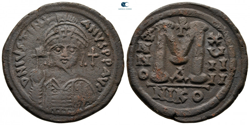Justinian I AD 527-565. Nikomedia
Follis or 40 Nummi Æ

35 mm, 20,52 g


...