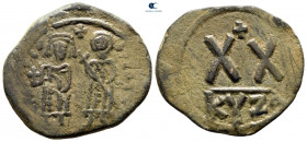 Phocas, with Leontia AD 602-610. Cyzicus. Half Follis or 20 Nummi Æ