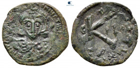 Justinian II. First reign AD 685-695. Constantinople. Half Follis or 20 Nummi Æ