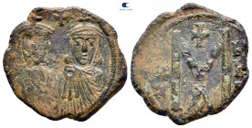 Nicephorus I, with Stauracius AD 802-811. Constantinople. Follis or 40 Nummi Æ