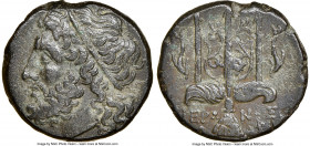 SICILY. Syracuse. Hieron II (ca. 275-215 BC). AE litra (18mm, 12h). NGC XF. Head of Poseidon left, wearing taenia / ΙΕΡ-ΩΝΟΣ/Θ-Φ, trident head, dolphi...