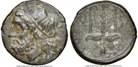 SICILY. Syracuse. Hieron II (ca. 275-215 BC). AE litra (19mm, 11h). NGC Choice VF. Head of Poseidon left, wearing taenia / ΙΕΡ-ΩΝΟΣ/ΣΩ, trident head, ...
