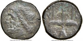 SICILY. Syracuse. Hieron II (ca. 275-215 BC). AE litra (20mm, 9h). NGC Choice VF. Head of Poseidon left, wearing taenia / ΙΕΡ-ΩΝΟΣ/Θ-Φ, trident head, ...