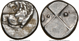 THRACE. Chersonesus. 4th century BC. AR hemidrachm (13mm). NGC Choice VF. Persic standard, ca. 400-350 BC. Forepart of lion right, head reverted / Qua...