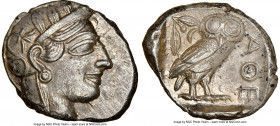 ATTICA. Athens. Ca. 440-404 BC. AR tetradrachm (26mm, 17.22 gm, 10h). NGC MS 4/5 - 3/5. Mid-mass coinage issue. Head of Athena right, wearing crested ...