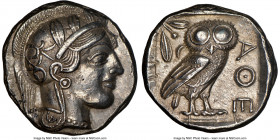 ATTICA. Athens. Ca. 440-404 BC. AR tetradrachm (24mm, 17.16 gm, 4h). NGC Choice AU 5/5 - 4/5. Mid-mass coinage issue. Head of Athena right, wearing cr...