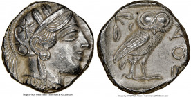 ATTICA. Athens. Ca. 440-404 BC. AR tetradrachm (24mm, 17.16 gm, 9h). NGC Choice AU 4/5 - 4/5. Mid-mass coinage issue. Head of Athena right, wearing cr...