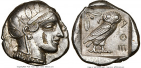 ATTICA. Athens. Ca. 440-404 BC. AR tetradrachm (26mm, 17.17 gm, 5h). NGC Choice AU 3/5 - 3/5, flan flaw. Mid-mass coinage issue. Head of Athena right,...