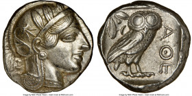 ATTICA. Athens. Ca. 440-404 BC. AR tetradrachm (23mm, 17.19 gm, 7h). NGC AU 5/5 - 4/5. Mid-mass coinage issue. Head of Athena right, wearing crested A...