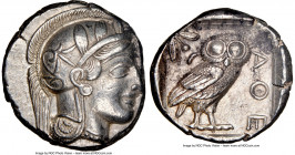 ATTICA. Athens. Ca. 440-404 BC. AR tetradrachm (24mm, 17.17 gm, 10h). NGC AU 4/5 - 4/5. Mid-mass coinage issue. Head of Athena right, wearing crested ...