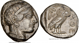 ATTICA. Athens. Ca. 440-404 BC. AR tetradrachm (25mm, 17.13 gm, 9h). NGC Choice XF 5/5 - 3/5, edge cut. Mid-mass coinage issue. Head of Athena right, ...