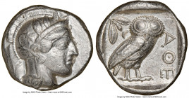ATTICA. Athens. Ca. 440-404 BC. AR tetradrachm (24mm, 17.16 gm, 4h). NGC Choice VF 5/5 - 3/5. Mid-mass coinage issue. Head of Athena right, wearing cr...