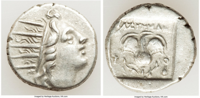 CARIAN ISLANDS. Rhodes. Ca. 88-84 BC. AR drachm (15mm, 2.48 gm, 12h). VF, brushe...