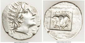 CARIAN ISLANDS. Rhodes. Ca. 88-84 BC. AR drachm (16mm, 2.21 gm, 1h). Choice XF. Plinthophoric standard, Philostratus, magistrate. Radiate head of Heli...