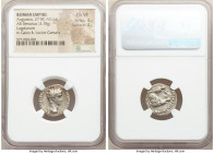 Augustus (27 BC-AD 14). AR denarius (19mm, 3.78 gm, 2h). NGC Choice VF 4/5 - 4/5. Lugdunum, 2 BC-AD 4. CAESAR AVGVSTVS-DIVI F PATER PATRIAE, laureate ...
