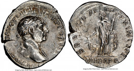 Trajan (AD 98-117). AR denarius (19mm, 6h). NGC Choice XF. Rome, AD 112-117. IMP TRAIANO AVG GER DAC P M TR P COS VI P P, laureate head of Trajan righ...
