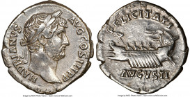 Hadrian (AD 117-138). AR denarius (18mm, 3.31 gm, 12h). NGC XF 5/5 - 2/5, graffito. Rome, ca. AD 130. HADRIANVS AVG COS III P P, laureate head of Hadr...