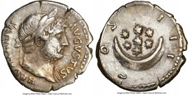 Hadrian (AD 117-138). AR denarius (18mm, 3.31 gm, 5h). NGC Choice VF 4/5 - 4/5, flan flaws. Rome, ca. AD 124-125. HADRIANVS AVGVSTVS, laureate head of...