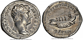 Hadrian (AD 117-138). AR denarius (18mm, 1h). NGC VF, brushed. Rome, ca. AD 129-130. HADRIANVS AVGVSTVS, bare head of Hadrian right / FELICITATI AVG /...