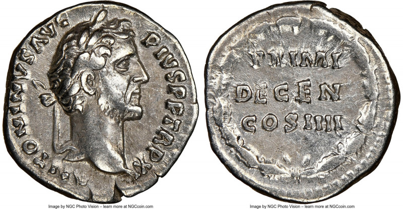 Antoninus Pius (AD 138-161). AR denarius (18mm, 6h). NGC VF. Rome, AD 147-148. A...