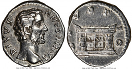 Antoninus Pius (AD 138-161). AR denarius (17mm, 5h). NGC Choice VF, brushed. Rome, AD 161. DIVVS ANTONINVS, bare head of Divus Antoninus Pius right / ...