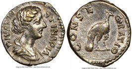 Diva Faustina Junior (AD 147-175/6). AR denarius (18mm, 3.28 gm, 5h). NGC XF 4/5 - 3/5. Rome, ca. AD 176-180. DIVA FAV-STINA PIA, draped bust of Faust...
