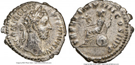 Commodus (AD 177-192). AR denarius (20mm, 3.16 gm, 2h). NGC AU 4/5 - 3/5. Rome, AD 181. M COMMODVS ANTONINVS AVG, laureate head of Commodus right / TR...