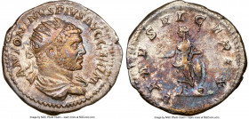 Caracalla (AD 198-217). AR antoninianus (23mm, 5.45 gm, 6h). NGC Choice VF 5/5 - 3/5. Rome, AD 213-217. ANTONINVS PIVS AVG GERM, radiate, draped, cuir...