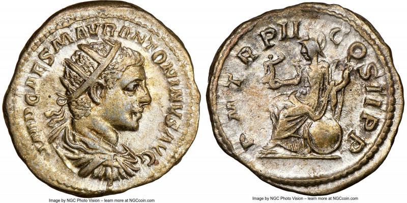 Elagabalus (AD 218-222). AR antoninianus (22mm, 5.70 gm, 7h). NGC AU 4/5 - 3/5. ...