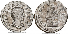 Julia Maesa (AD 218-224/5). AR denarius (20mm, 3.46 gm, 7h). NGC MS 5/5 - 3/5, brushed. Rome, AD 218-222. IVLIA MAESA AVG, draped bust of Julia Maesa ...