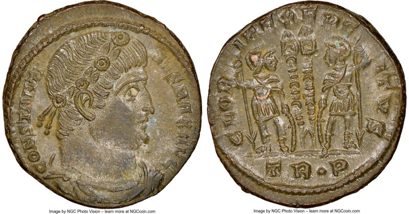 Constantine I the Great (AD 307-337). AE3 or BI nummus (18mm, 6h). NGC MS. Trier...