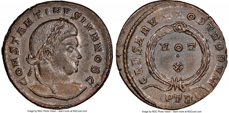 Constantine II, as Caesar (AD 337-340). AE3 or BI nummus (19mm, 11h). NGC MS. Tr...