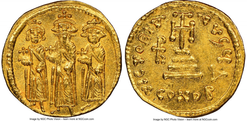 Heraclius (AD 610-641), with Heraclius Constantine and Heraclonas. AV solidus (1...