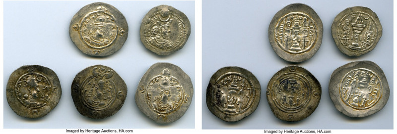 ANCIENT LOTS. Oriental. Sasanian Kingdom. Lot of five (5) AR drachms. Fine-Choic...