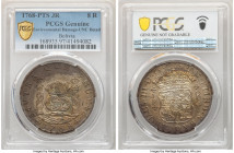 Charles III 8 Reales 1768 PTS-JR UNC Details (Environmental Damage) PCGS, Potosi mint, KM50. Exceptional strike, underlying luster and attractive toni...