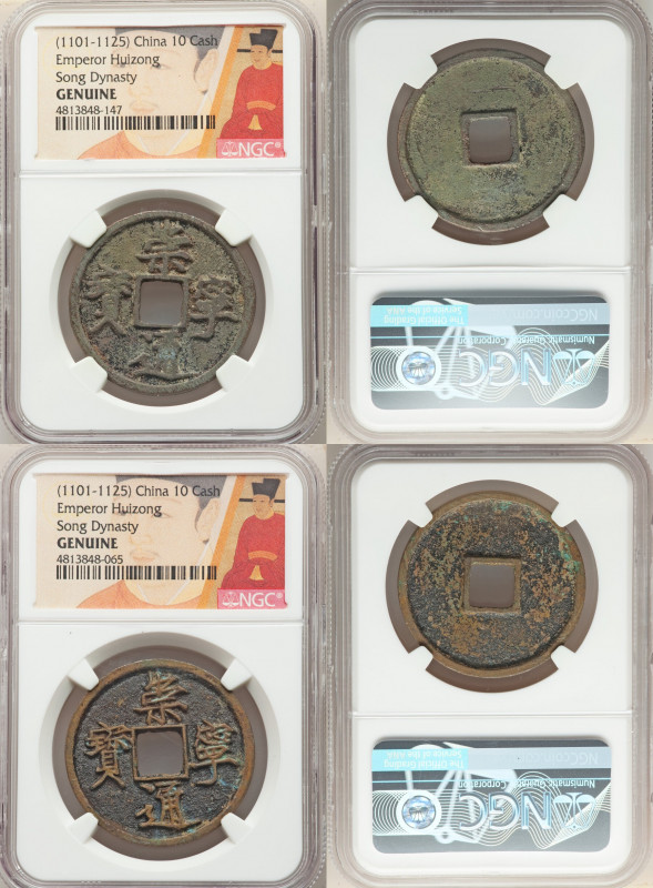 Northern Song Dynasty. Hui Zong 20-Piece Lot of Certified 10 Cash ND (1101-1125)...